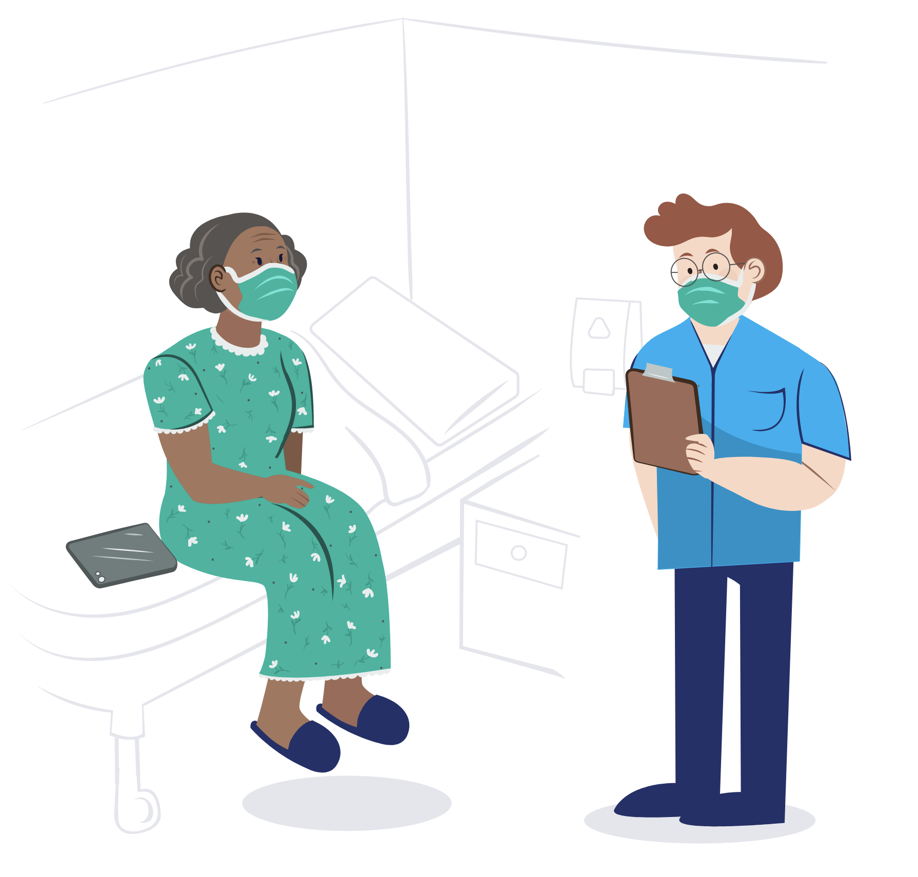 illustration of doctor and patient