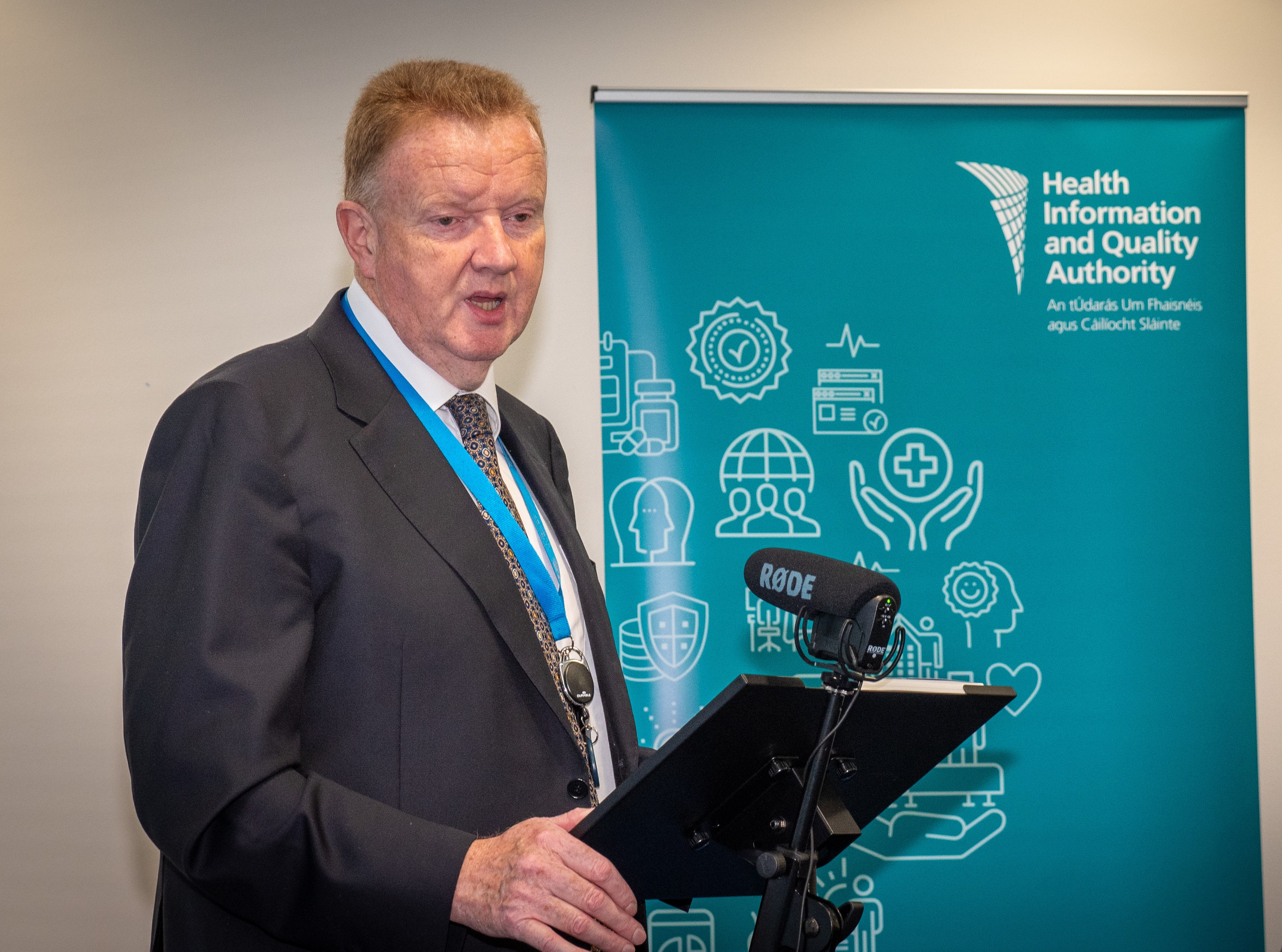 Professor Pat O’Mahony giving a talk at HIQA's annual report 2023 launch